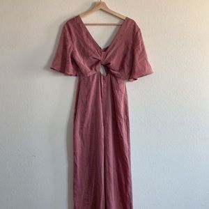 TOPSHOP | long pink jumpsuit with cut out accents